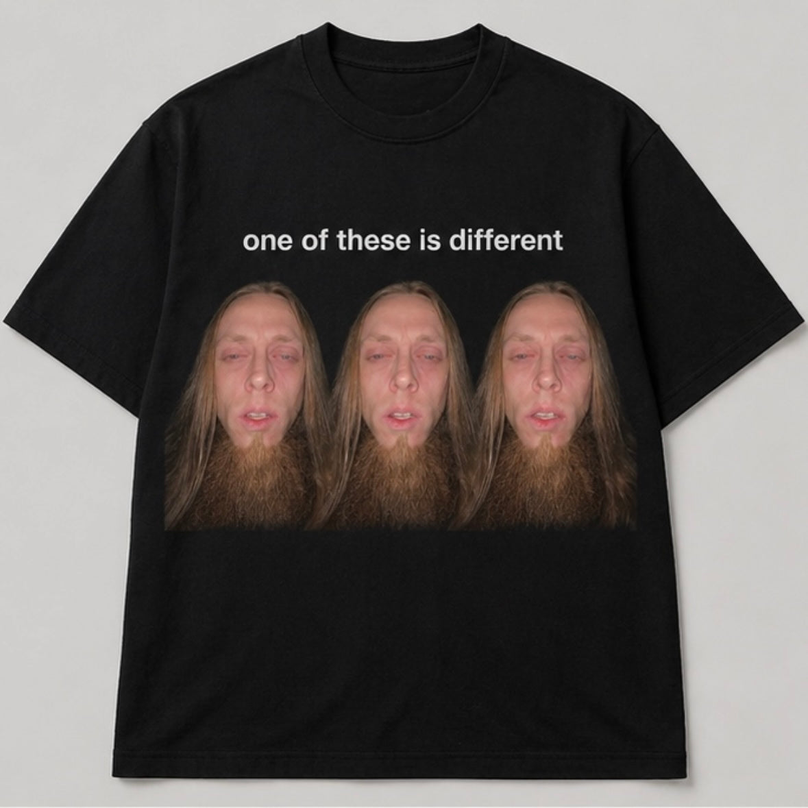 Spot The Shaggy graphic tee flat lay mockup on black shirt