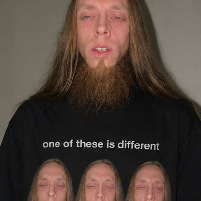 Spot The Shaggy graphic tee design detail - three Shaggy faces with one of these is different text